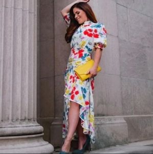 Floral dress ruffled slit